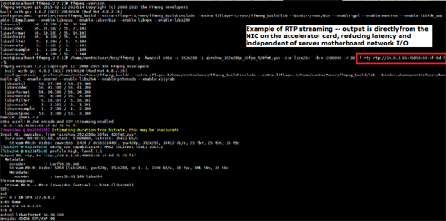 FFmpeg Accelerator / HPC card for servers.  FFmpeg streaming command line interface