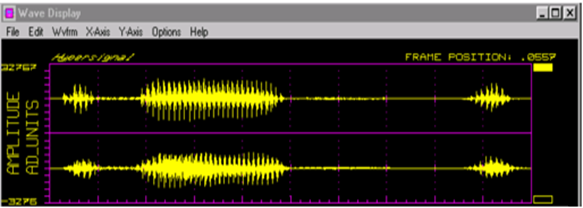 raw audio shown as time domain, or time series, data prior to Kaldi input