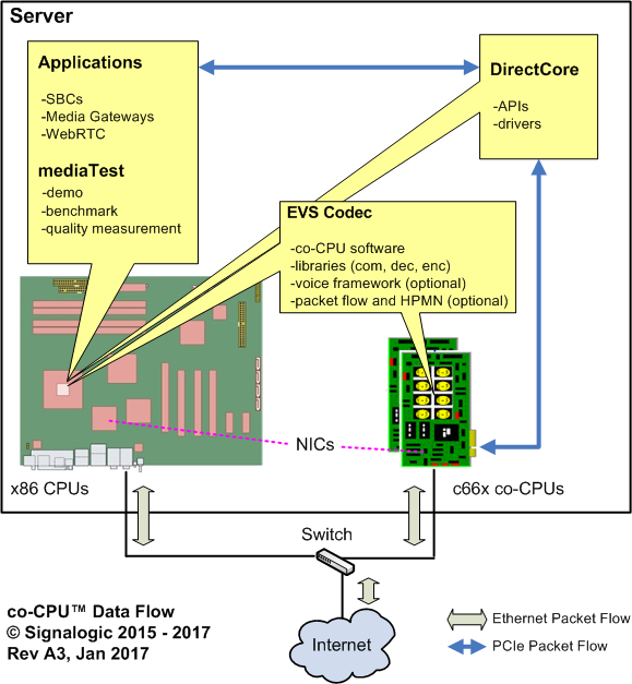 coCPU™ packet data flow and network I/O options